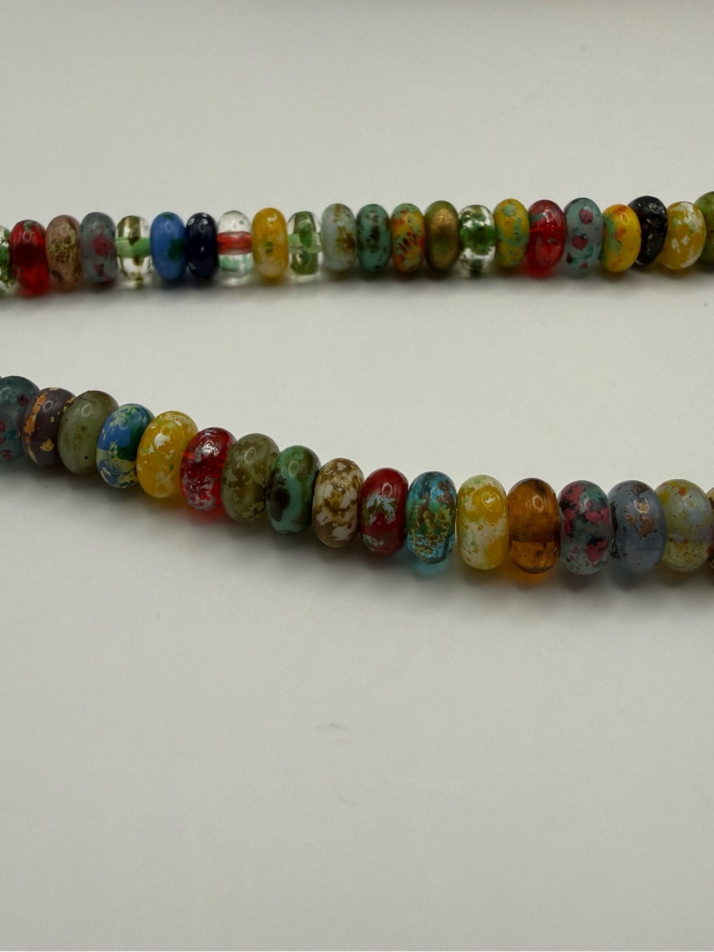 Dark and Moody Multicolor 6mm Rondelle Glass Bead Necklace 18" Princess Length - Picture 4 of 5